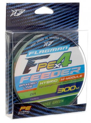 Шнур Flagman PE Hybrid F4 FEEDER Moss Green 300 м, 0,16 мм, 9,1 кг, 29300-016