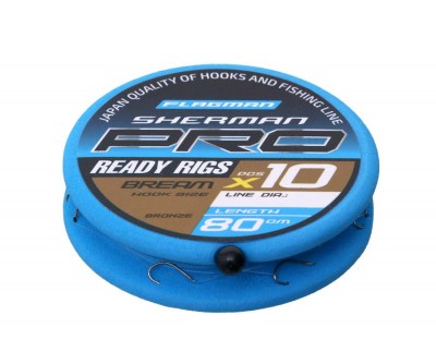Поводок готовый Flagman Sherman Pro Bream Ready Rigs №18, d 0,105 мм, 80 см, 10 шт, SHPBR_18