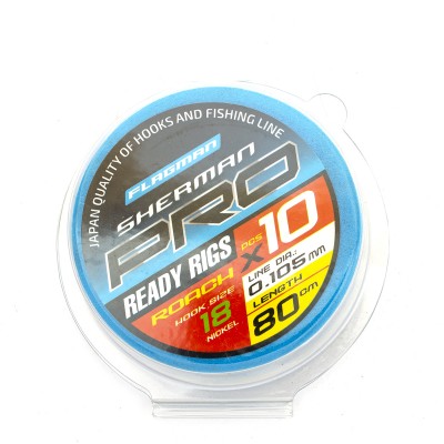 Поводок готовый Flagman Sherman Pro Roach Ready Rigs №18, d 0,105 мм, 80 см, 10 шт, SHPRR_18